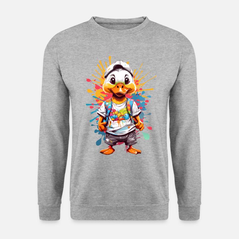 Coole Ente - Unisex Pullover - Weißgrau meliert