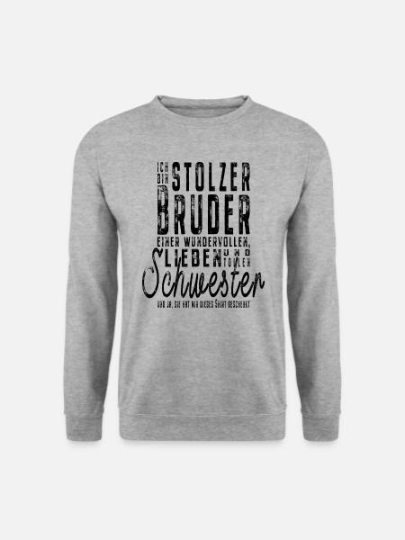 Ich bin stolzer Bruder einer tollen Schwester - Unisex Pullover - Weißgrau meliert