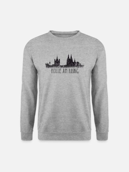 Köln Skyline Kölle am Rhing Kölner Dom am Rhein - Unisex Pullover - Weißgrau meliert