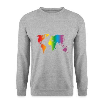 Lgbt Regenbogen Welt / erde - Unisex Pullover - Weißgrau meliert - Vorne - Alina (178cm) & Michal (187cm)