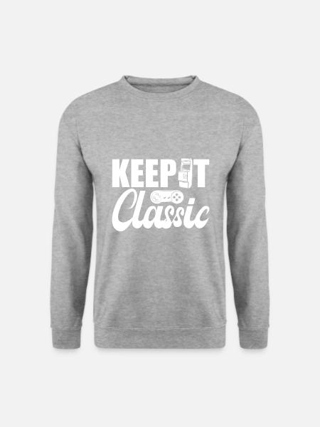 Retro Zocker Sprüche Gaming Geschenk - Unisex Pullover - Weißgrau meliert