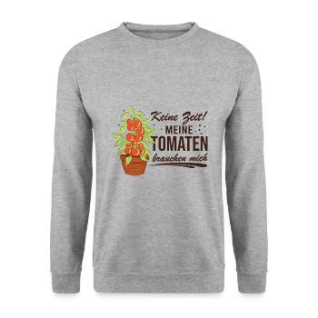 Keine Zeit Meine Tomaten Brauchen Mich - Unisex Pullover - Weißgrau meliert - Vorne - Alina (178cm) & Michal (187cm)