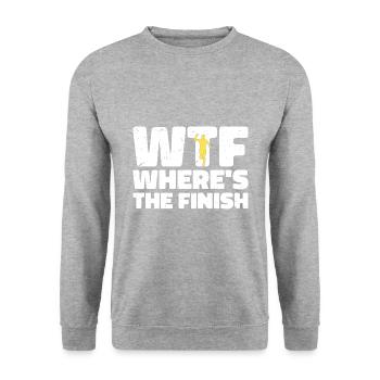 WTF Wo ist das Ziel - Running Runner - Unisex Pullover - Weißgrau meliert - Vorne - Alina (178cm) & Michal (187cm)