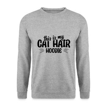 This is my cat hair hoodie funny cat quote - Unisex Pullover - Weißgrau meliert - Vorne - Alina (178cm) & Michal (187cm)