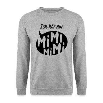 Ich hör nur MiMiMi - dunkel - Unisex Pullover - Weißgrau meliert - Vorne - Alina (178cm) & Michal (187cm)