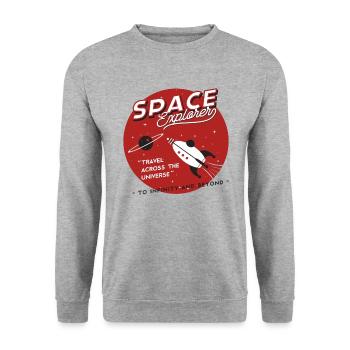 Space Explorer. Space Adventure Movies & Comic fun - Unisex Sweatshirt - salt & pepper - Front - Alina (178cm) & Michal (187cm)