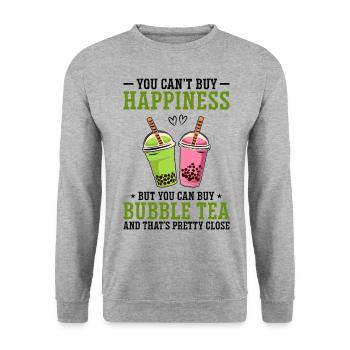 You Can't Buy Happiness But You Can Buy Bubble Tea - Unisex Pullover - Weißgrau meliert - Vorne - Alina (178cm) & Michal (187cm)