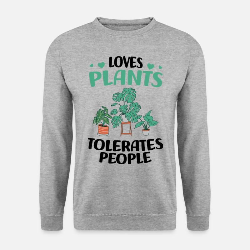 Zimmerpflanzen - Unisex Pullover - Weißgrau meliert