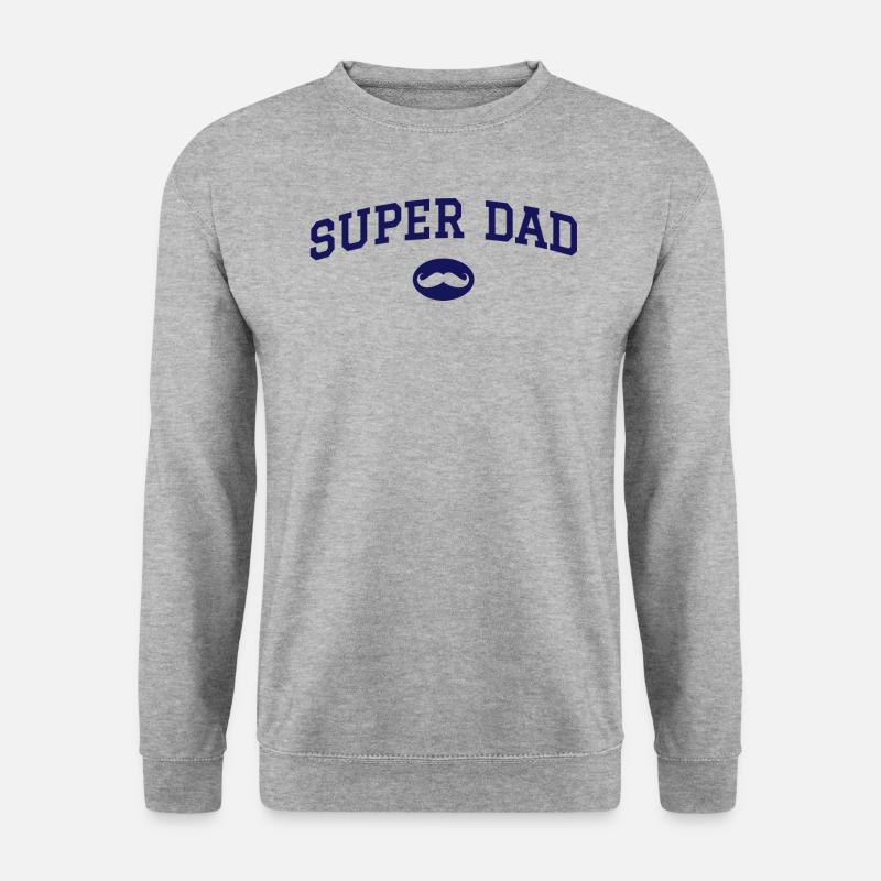 Super Papa Schnurrbart - Unisex Pullover - Weißgrau meliert