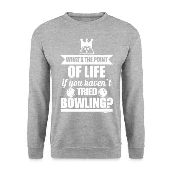 Bowling King Best Bowler - Unisex Sweatshirt - salt & pepper - Front - Alina (178cm) & Michal (187cm)