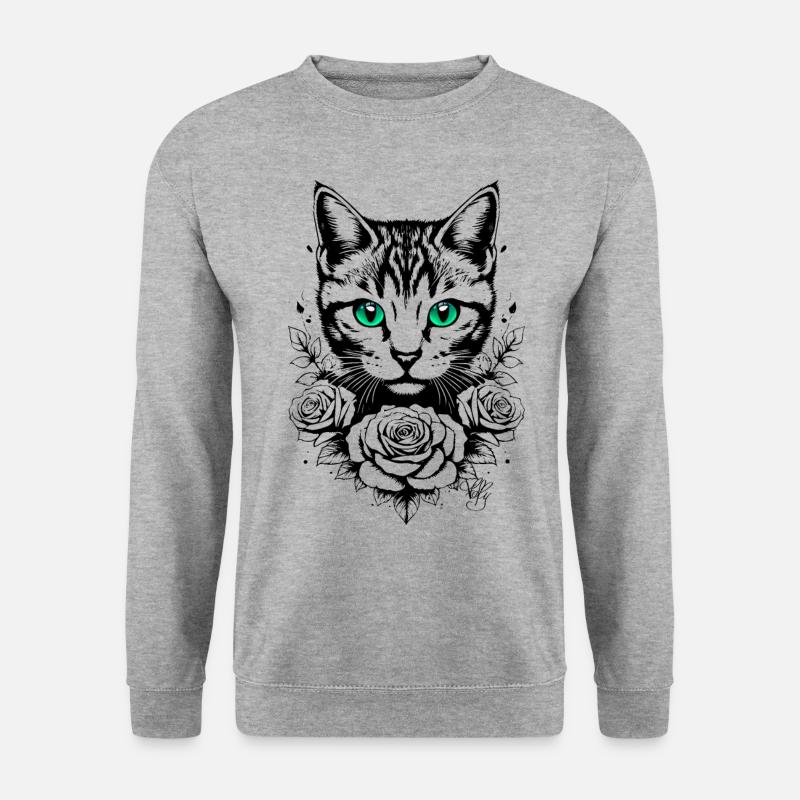 Kätzchen-Tattoo 🐾 3 - Unisex Pullover - Weißgrau meliert