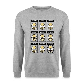 Nichts Geht Über Fußball! (Fußballfan / POS / PNG) - Unisex Pullover - Weißgrau meliert - Vorne - Alina (178cm) & Michal (187cm)