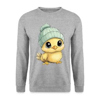 Chicken Cute Baby Kids Animal Chick Cartoon - Unisex Sweatshirt - salt & pepper - Front - Alina (178cm) & Michal (187cm)