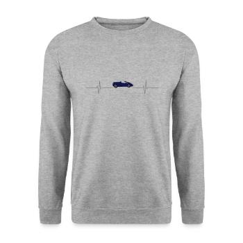 Car Convertible ECG Heartbeat Heart Rate Gift Idea - Unisex Sweatshirt - salt & pepper - Front - Alina (178cm) & Michal (187cm)