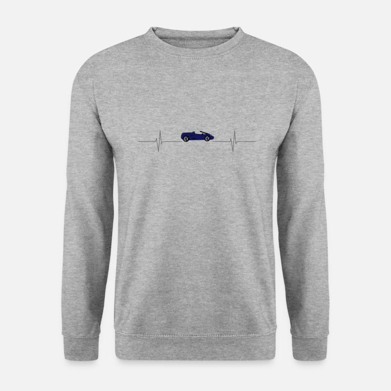 Auto Cabrio EKG Herzschlag Puls Geschenk Idee - Unisex Pullover - Weißgrau meliert