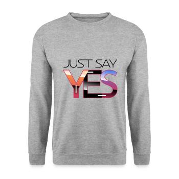 Just say yes - Sweat-shirt Unisexe - gris chiné - Devant - Alina (178cm) & Michal (187cm)