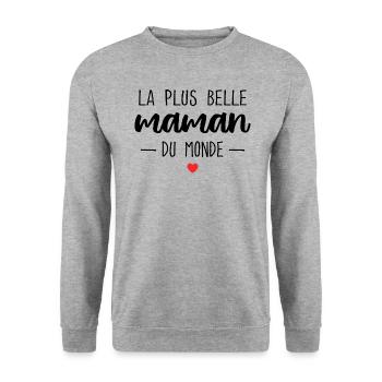 The World's Most Beautiful Mom Gift - Unisex Sweatshirt - salt & pepper - Front - Alina (178cm) & Michal (187cm)