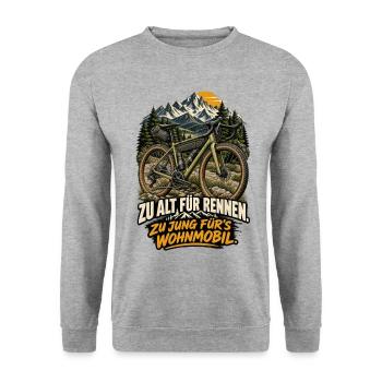 Zu alt für Rennen. Zu jung fürs Wohnmobil - Unisex Pullover - Weißgrau meliert - Vorne - Alina (178cm) & Michal (187cm)