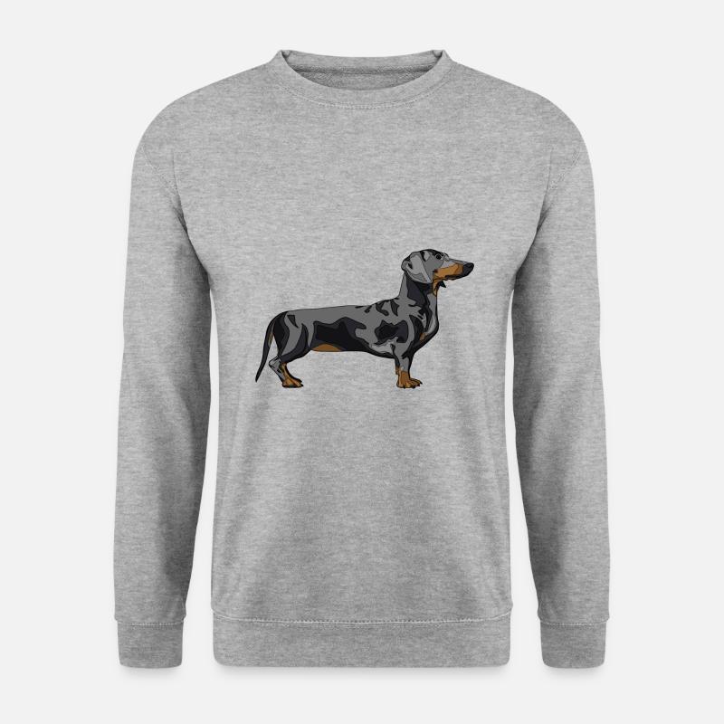 Dackel, - Unisex Pullover - Weißgrau meliert