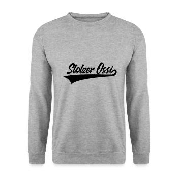 STOLZER OSSI DDR OSTEN OSTDEUTSCH - Unisex Pullover - Weißgrau meliert - Vorne - Alina (178cm) & Michal (187cm)