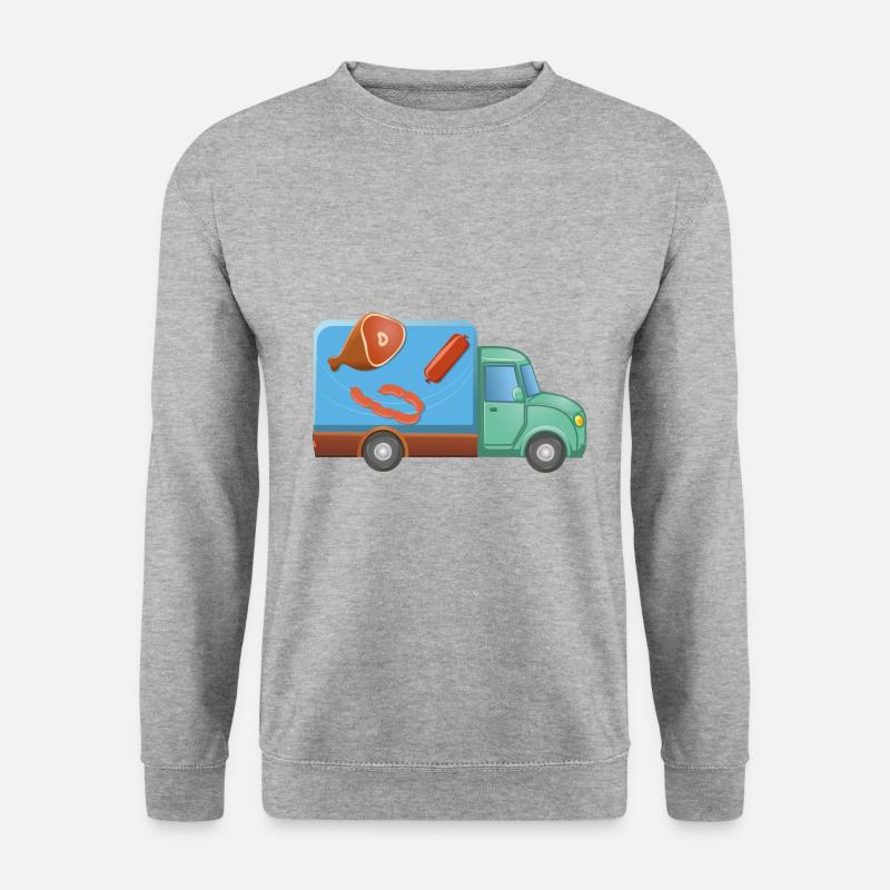 Lieferdienst Fleisch und Wurst Wagen - Unisex Pullover - Weißgrau meliert