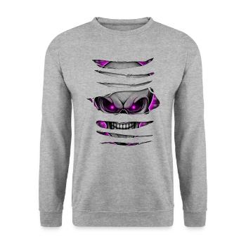 Skull ripped open 005 - Unisex Sweatshirt - salt & pepper - Front - Alina (178cm) & Michal (187cm)