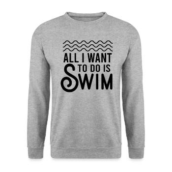 Alles, was ich tun möchte, ist schwimmen - Unisex Pullover - Weißgrau meliert - Vorne - Alina (178cm) & Michal (187cm)