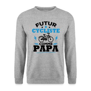 Futur cycliste comme papa - Sweat-shirt Unisexe - gris chiné - Devant - Alina (178cm) & Michal (187cm)