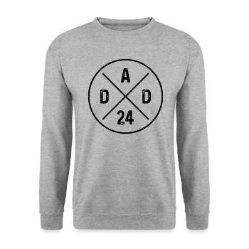 Dad 24 Vater Nachwuchs Baby Ankündigung Papa 2024 - Unisex Pullover - Weißgrau meliert - Vorne - Alina (178cm) & Michal (187cm)