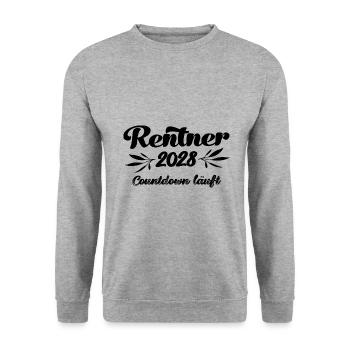 Rentner 2028 Countdown läuft Rente 2028 Ruhestand - Unisex Pullover - Weißgrau meliert - Vorne - Alina (178cm) & Michal (187cm)