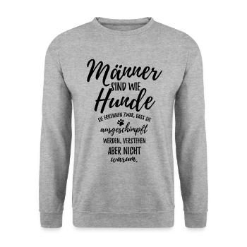 Männer sind wie Hunde - Unisex Pullover - Weißgrau meliert - Vorne - Alina (178cm) & Michal (187cm)