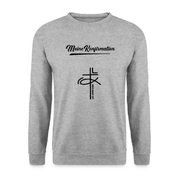 Meine Konfirmation Glaube Kirche Kreuz Taufe Gott - Unisex Pullover - Weißgrau meliert - Vorne - Alina (178cm) & Michal (187cm)