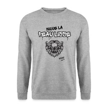 Fick glatte Haut - Unisex Pullover - Weißgrau meliert - Vorne - Alina (178cm) & Michal (187cm)
