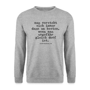 gleich doof - Unisex Pullover - Weißgrau meliert - Vorne - Alina (178cm) & Michal (187cm)