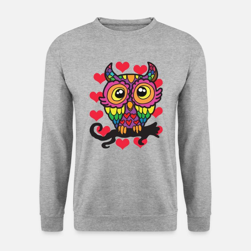 Eule - Unisex Pullover - Weißgrau meliert