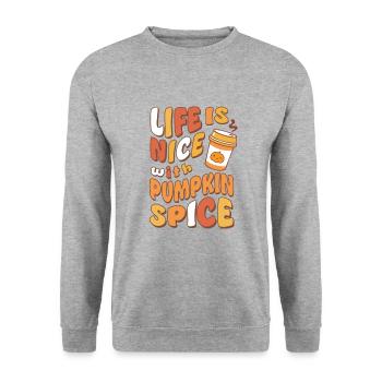 Life is nice with pumpkin spice - Unisex Sweatshirt - salt & pepper - Front - Alina (178cm) & Michal (187cm)