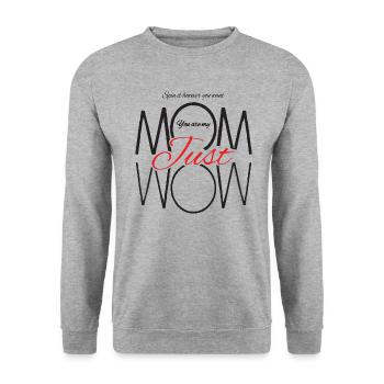 Du bist meine Mutter einfach nur wow Muttertag - Unisex Pullover - Weißgrau meliert - Vorne - Alina (178cm) & Michal (187cm)