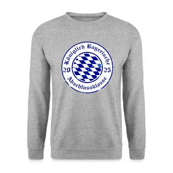 KÖNIGLICH BAYERISCHE ABSCHLUSSKLASSE 2025 - AK25 - Unisex Pullover - Weißgrau meliert - Vorne - Alina (178cm) & Michal (187cm)