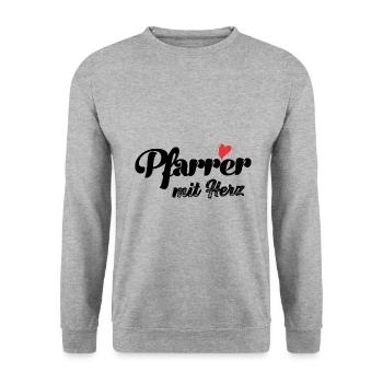 Pfarrer mit Herz Jesus Glaube Kirche Gebet - Unisex Pullover - Weißgrau meliert - Vorne - Alina (178cm) & Michal (187cm)