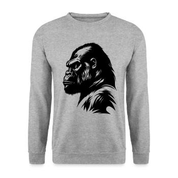 Silhouette de symbole de gorille - Sweat-shirt Unisexe - gris chiné - Devant - Alina (178cm) & Michal (187cm)