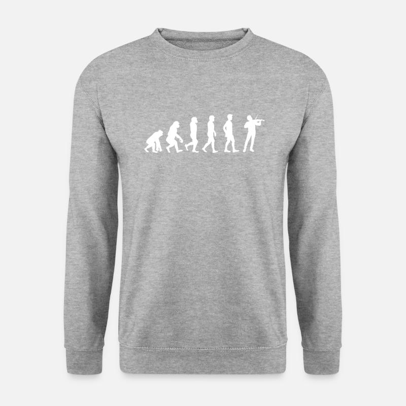 Evolution der Violine - Unisex Pullover - Weißgrau meliert