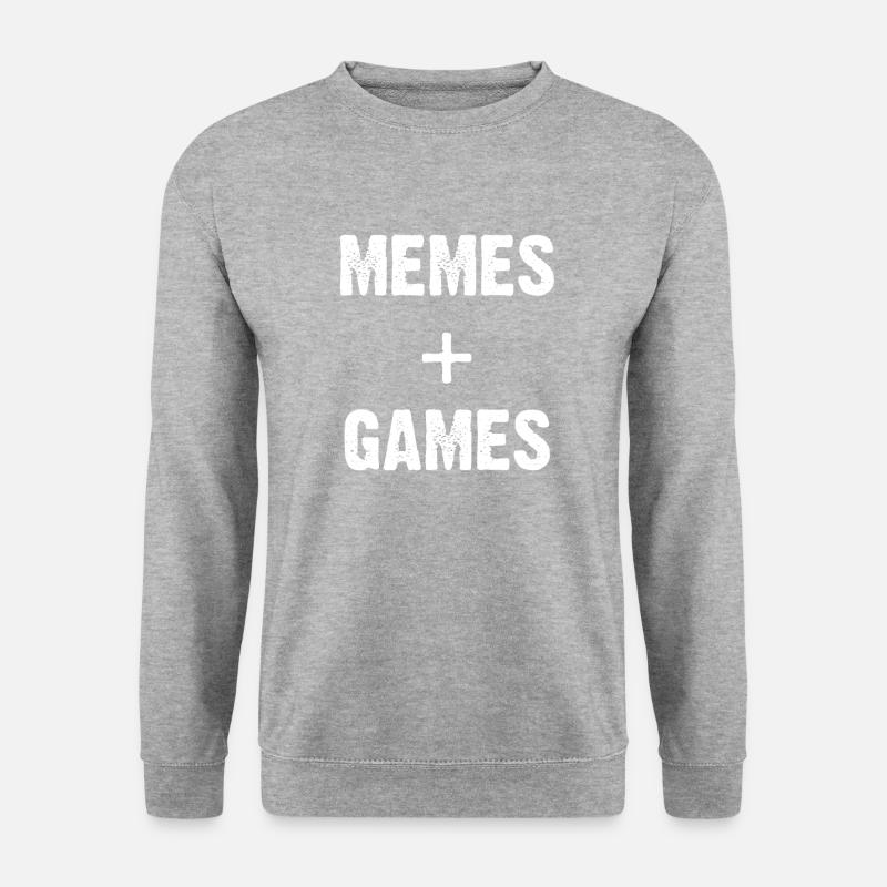 Memes + Spiele - Unisex Pullover - Weißgrau meliert