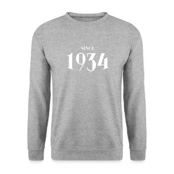 Funny Birthday Since 1934 - Unisex Sweatshirt - salt & pepper - Front - Alina (178cm) & Michal (187cm)