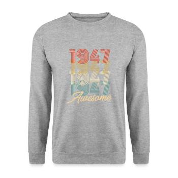 Funny Birthday Awesome 1947 - Unisex Sweatshirt - salt & pepper - Front - Alina (178cm) & Michal (187cm)