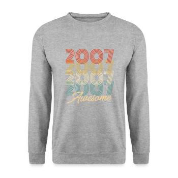 Lustiger Geburtstag Awesome 2007 - Unisex Pullover - Weißgrau meliert - Vorne - Alina (178cm) & Michal (187cm)