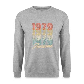 Funny Birthday Awesome 1979 - Unisex Sweatshirt - salt & pepper - Front - Alina (178cm) & Michal (187cm)