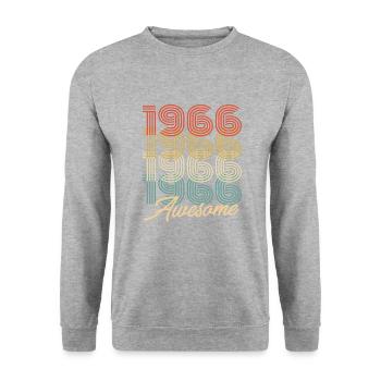 Funny Birthday Awesome 1966 - Unisex Pullover - Weißgrau meliert - Vorne - Alina (178cm) & Michal (187cm)