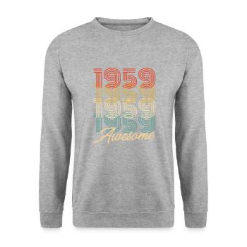 Funny Birthday Awesome 1959 - Unisex Pullover - Weißgrau meliert - Vorne - Alina (178cm) & Michal (187cm)