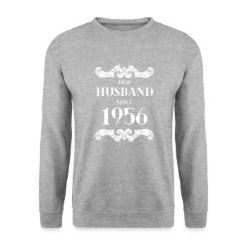 Bester Ehemann seit 1956 Hochzeitstag - Unisex Pullover - Weißgrau meliert - Vorne - Alina (178cm) & Michal (187cm)