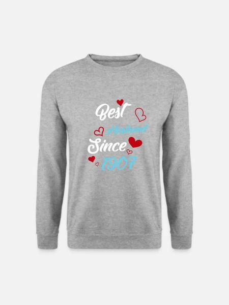 Bester Ehemann seit 1907 Hochzeit - Unisex Pullover - Weißgrau meliert